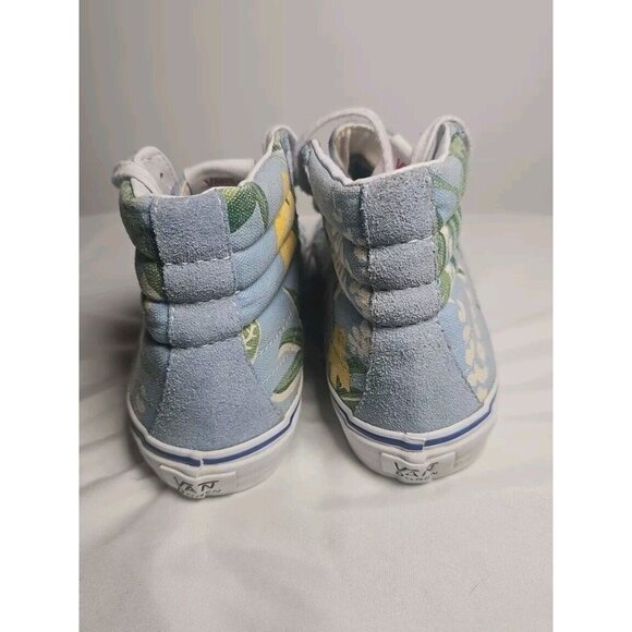 Vans Off The Wall Van Doren Light Blue Floral High Tops Size M6.5 W8 - Picture 5 of 10